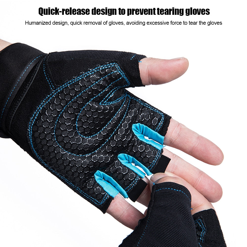 Anti-Skid Workout Weight Lifting Gym Gloves with Belt