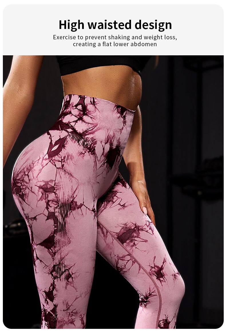 Tie Dye Yoga Pants Sport Leggings Women Seamless High Waist Push Up Woman Tights