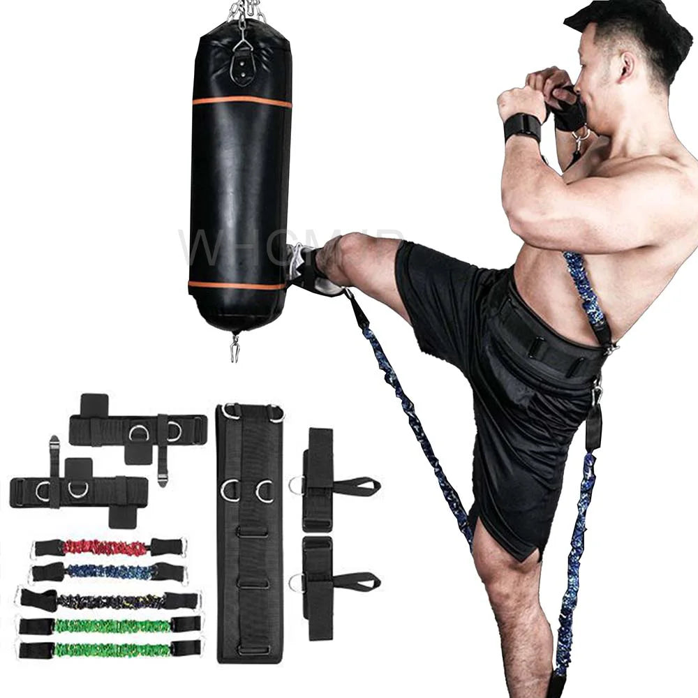 Total Body Fitness Resistance Bands Set Boxing Taekwondo Bounce Strength Training Tensioner Puller for Agility Workout Equipment