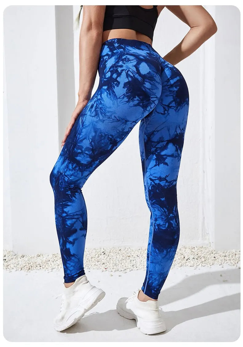 Tie Dye Yoga Pants Sport Leggings Women Seamless High Waist Push Up Woman Tights Fitness Workout  Gym Clothing