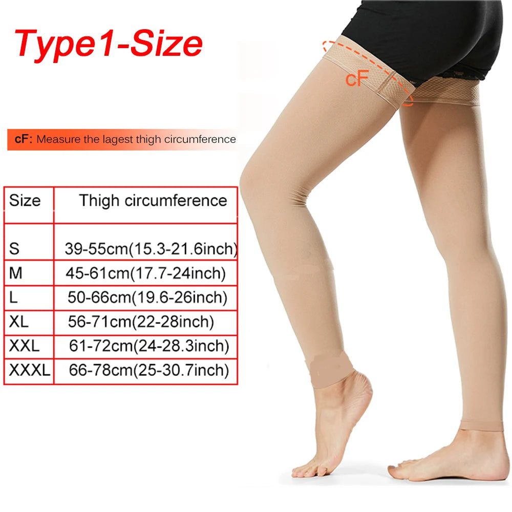 Open Toe Knee-High Medical Compression Stockings Varicose Veins Stocking Compression Brace Wrap Shaping for Women Men 18-21mm