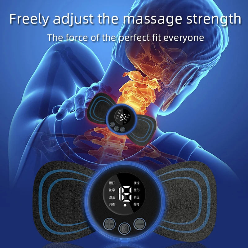 LCD Display EMS Neck Stretcher Electric Massager Cervical Vertebra Massage Patch for Muscle Pain Relief and Shoulder Relaxation