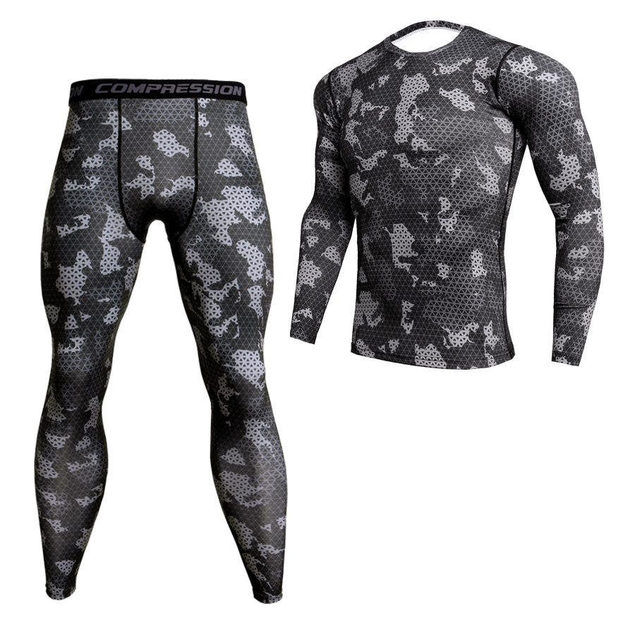 1/2 Piece Camouflage Tracksuit Compression Long Sleeve T-shirt & Tights