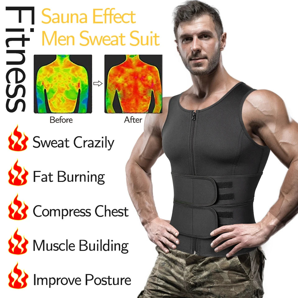 Men Shapewear Waist Trainer Sauna Suit Sweat Vest Slimming Underwear Weight Loss Shirt Fat Burner Workout Tank Tops  Body Shaper