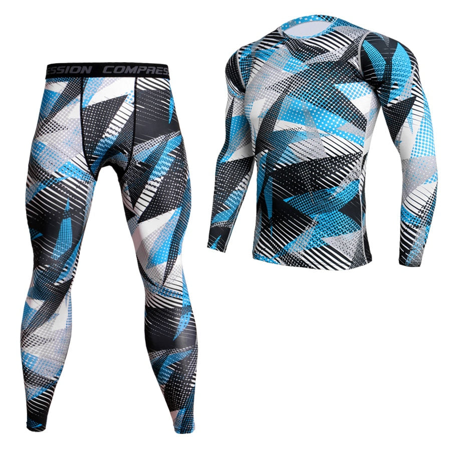 1/2 Piece Camouflage Tracksuit Compression Long Sleeve T-shirt & Tights