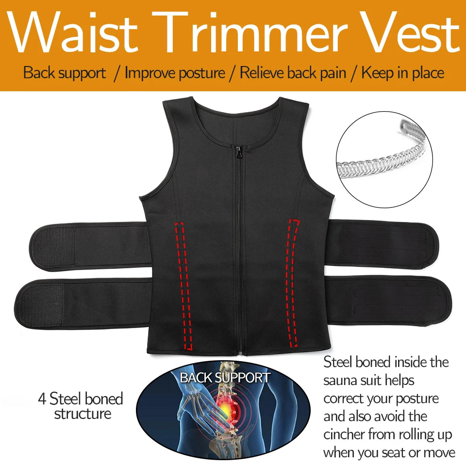 Men Shapewear Waist Trainer Sauna Suit Sweat Vest Slimming Underwear Weight Loss Shirt Fat Burner Workout Tank Tops  Body Shaper