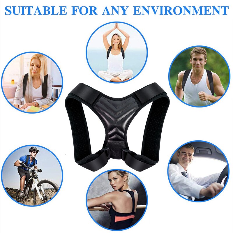 Adjustable Back Posture Corrector, Anti-Camel Correction Belt, Clavicle Spine Support, Trainer for Home, Office or Sport