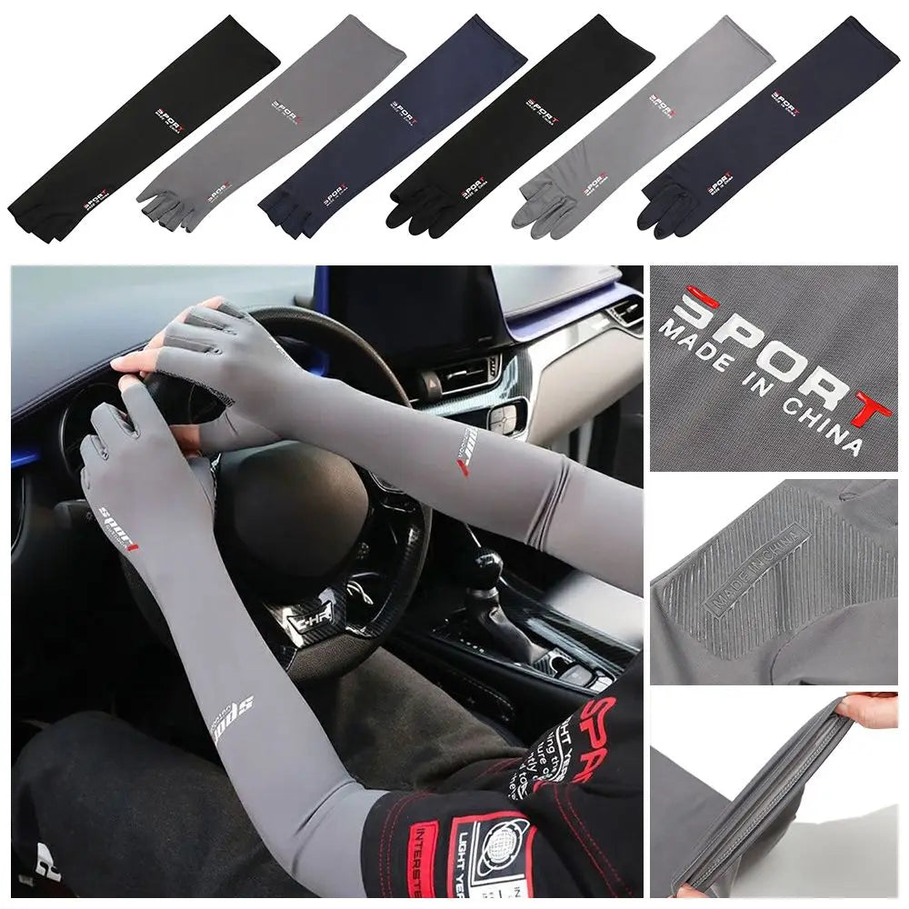 1Pair Cooling Arm Sleeves Cover Women Men Sports Running UV Sun Protection Gloves Outdoor Fishing Cycling Driving Sleeves