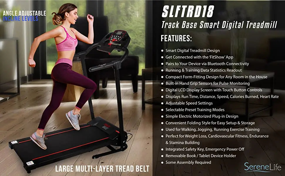 Fitness Equipment with LCD for Walking &amp; Running ardio Exercise Machine 12 Preset or Adjustable Programs Bluetooth Connectivity