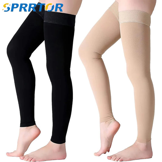 Open Toe Knee-High Medical Compression Stockings Varicose Veins Stocking Compression Brace Wrap Shaping for Women Men 18-21mm