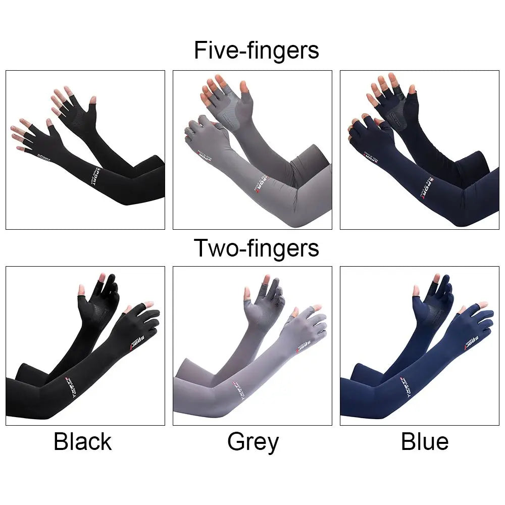 1Pair Cooling Arm Sleeves Cover Women Men Sports Running UV Sun Protection Gloves Outdoor Fishing Cycling Driving Sleeves