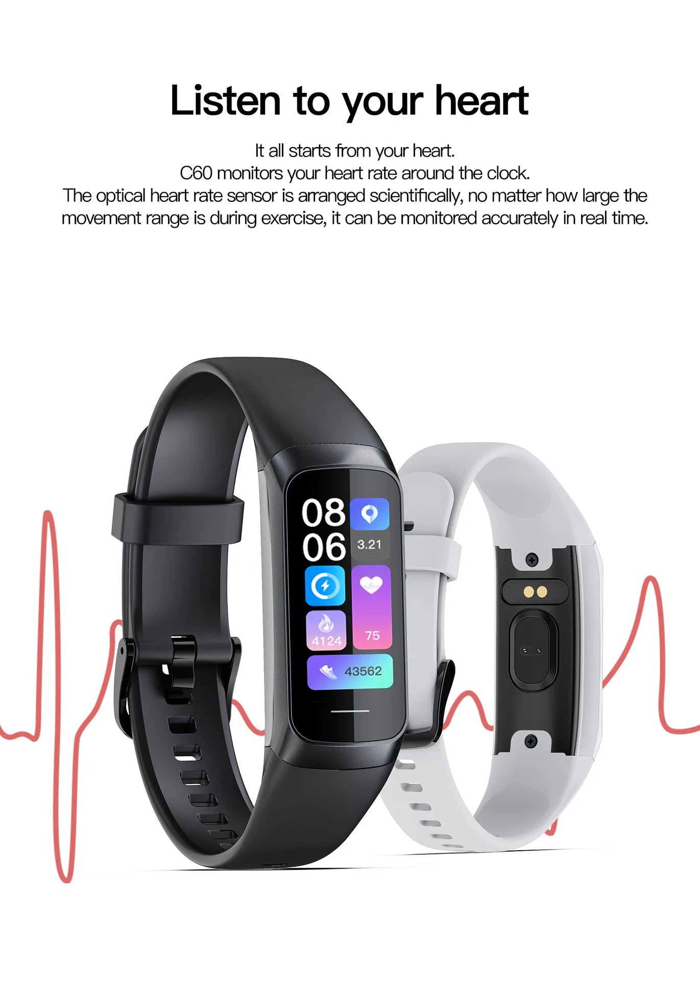 Amoled Smart Watch Smartwatch Band Women Heart Rate Blood Wartch Waterproof Connected Smart Bracelet Sport Fitness Tracker