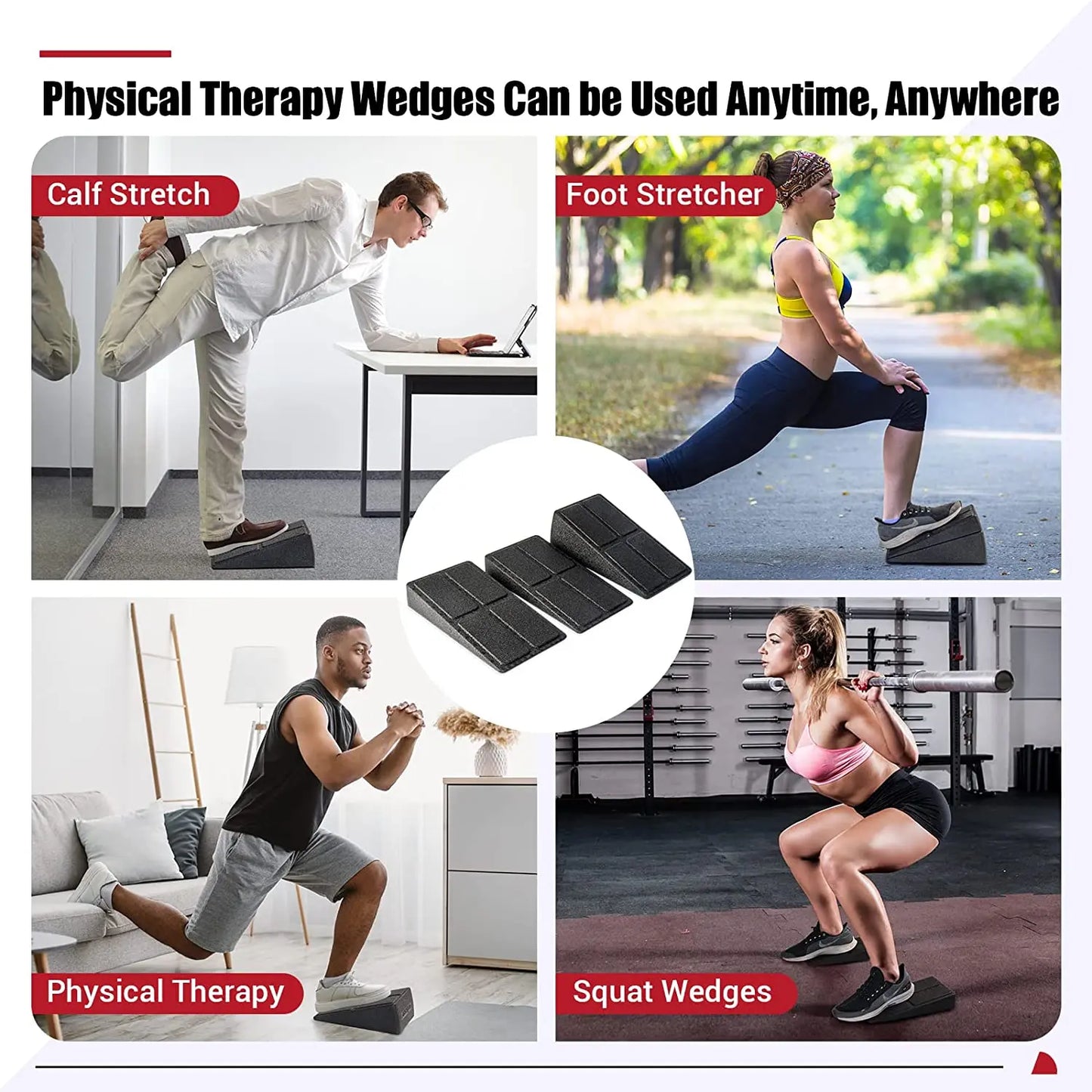 3Pcs Foot Stretcher Incline Board Adjustable Foam Slant Board Calf Stretcher Wedge Great for Yoga Home Exercise Physical Therapy