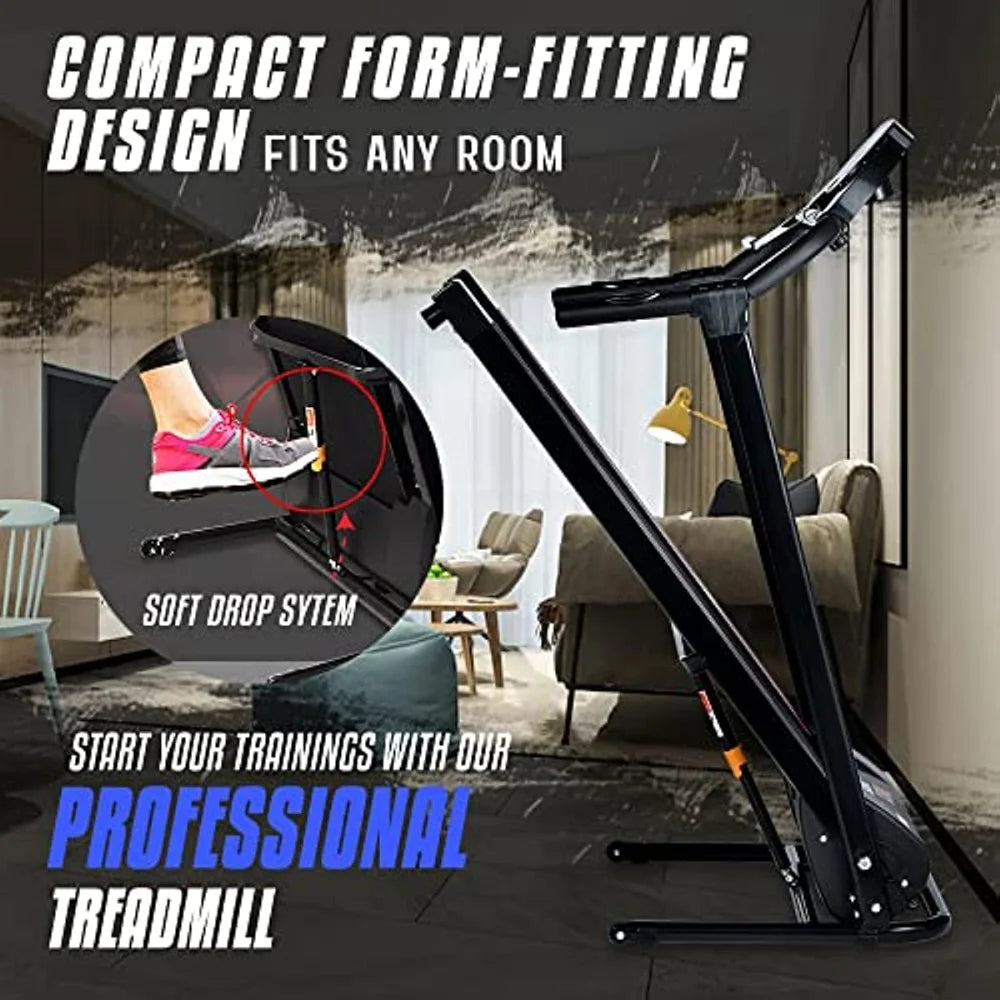 Fitness Equipment with LCD for Walking &amp; Running ardio Exercise Machine 12 Preset or Adjustable Programs Bluetooth Connectivity