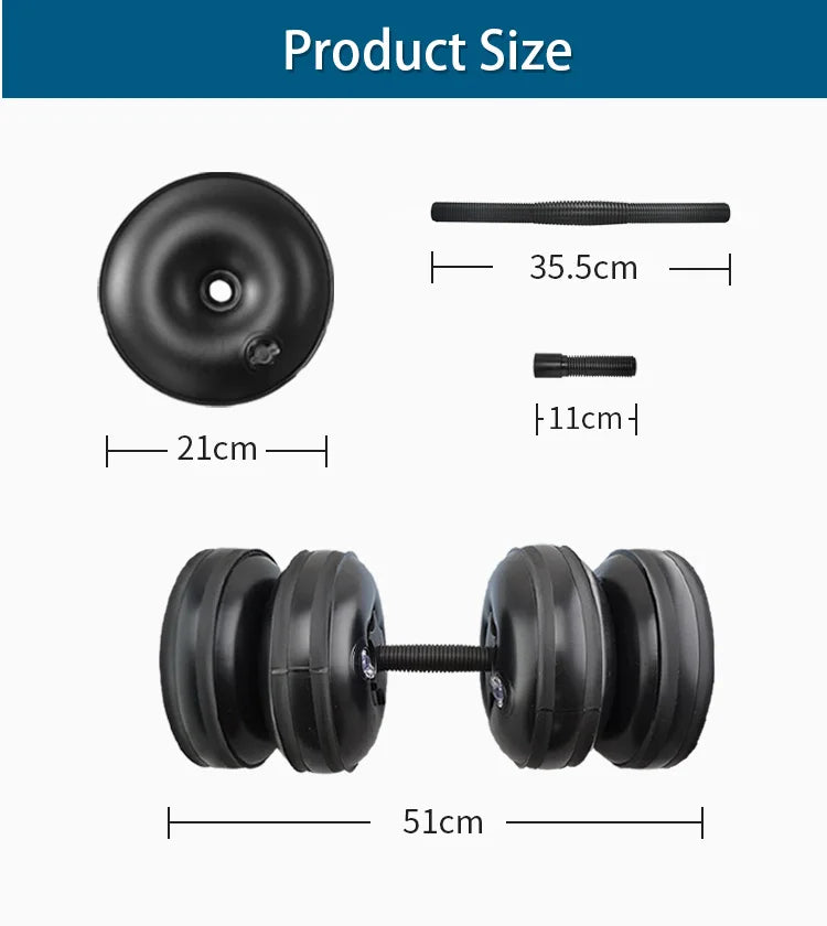 DEIRIS Travel Water Filled Dumbbells Set Gym Weights 20kg 30kg 60kg Portable Adjustable For Men Arm Muscle Training Home Fitness