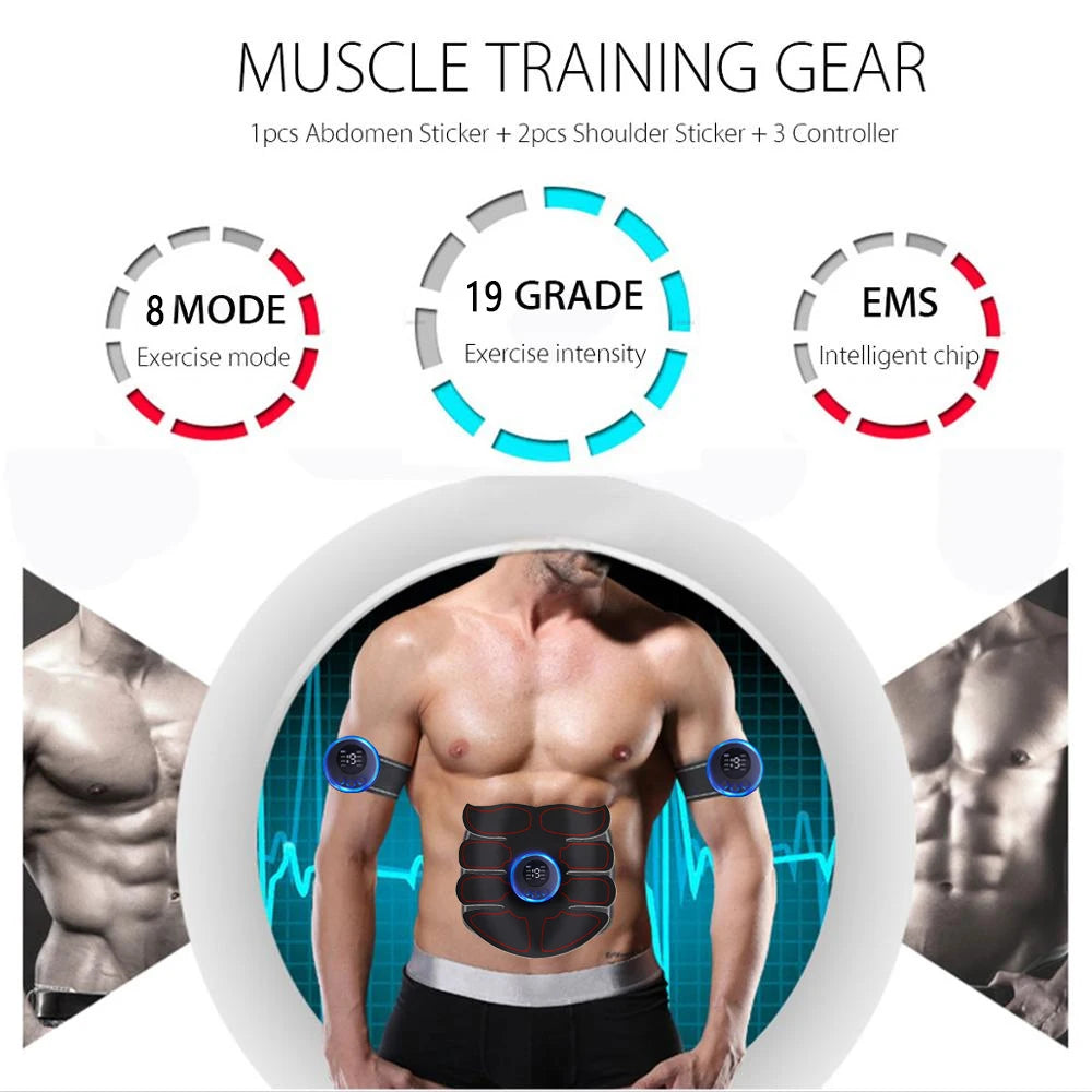 EMS Muscle Stimulator Abdominal Trainer Fitness ABS Stimulator Buttocks Hip Training Weight Loss Body Massageador Shaping Device