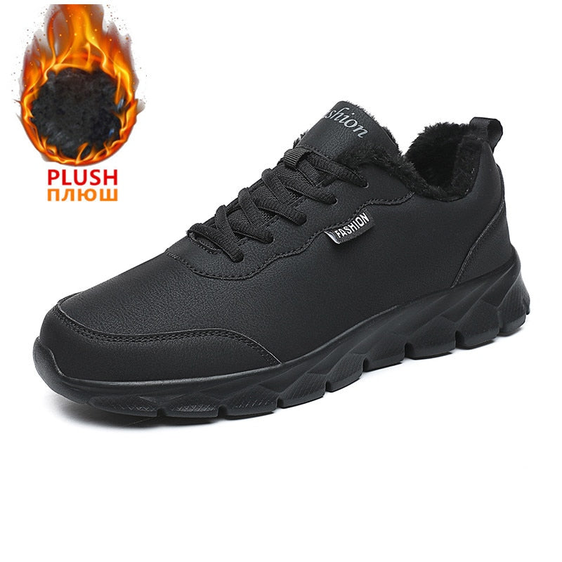 Leather Lace-Up Waterproof Athletic Sneakers