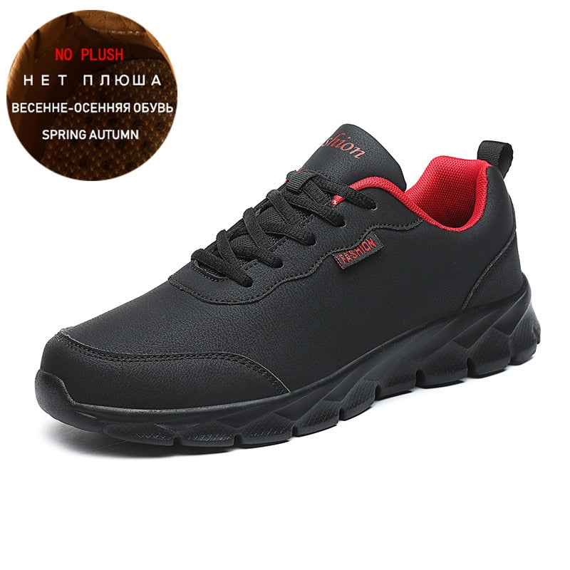 Leather Lace-Up Waterproof Athletic Sneakers