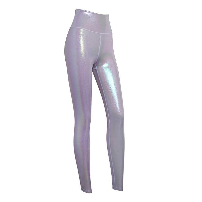 Metallic Foil Print Bodybuilding Compression Tights