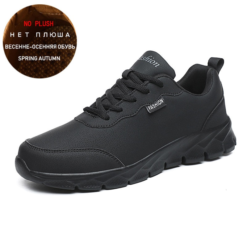 Leather Lace-Up Waterproof Athletic Sneakers