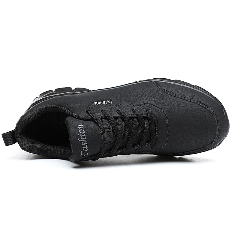 Leather Lace-Up Waterproof Athletic Sneakers