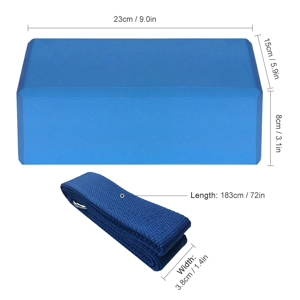 Foam Yoga Fitness Blocks with Yoga Strap