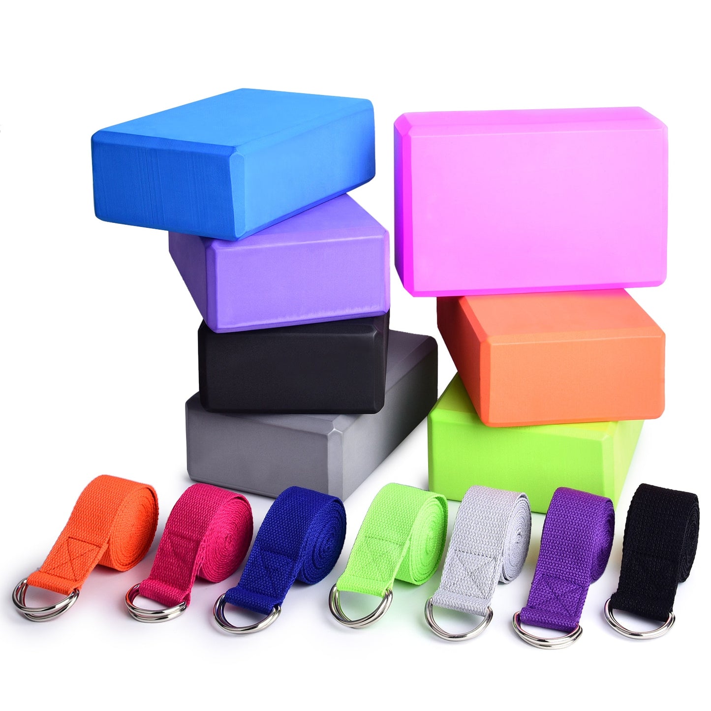 Foam Yoga Fitness Blocks with Yoga Strap